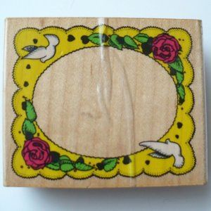 ❤️ NEW Stamp Affair #591 Rubber Stamp FLOWER FRAME Floral Border with Doves